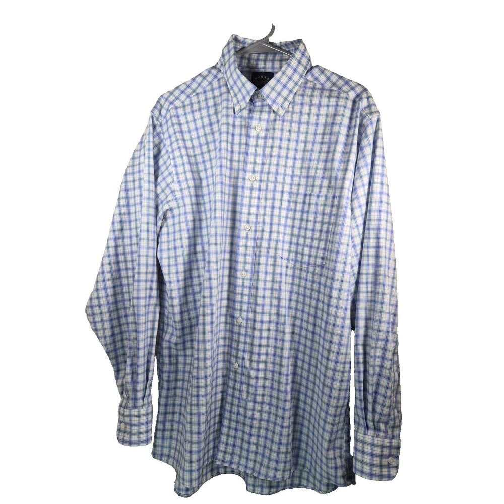 Eagle Shirtmakers Men's Regular Fit Dress Shirt - White/Blue Plaid 16.5  34-35